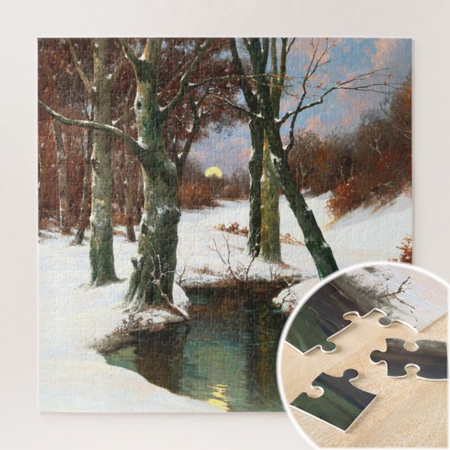Winter Landscape With Rising Moon  Jigsaw Puzzle (Creator Uploaded)