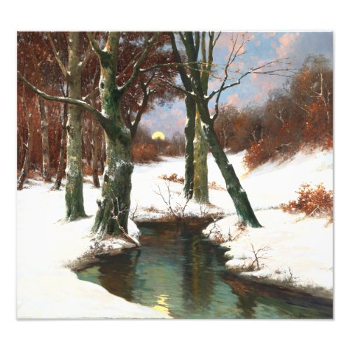 Winter Landscape With Rising Moon  Photo Print