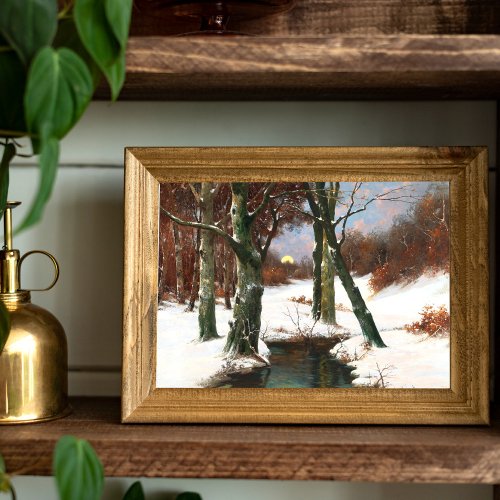 Winter Landscape With Rising Moon Poster