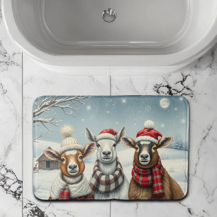 Winter Landscape with Sheep and Cabin Bath Mat