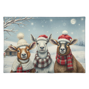 Winter Landscape with Sheep and Cabin Cloth Placemat