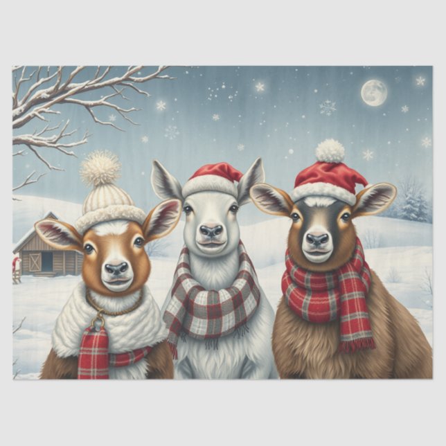 Winter Landscape with Sheep and Cabin Tissue Paper (Front)