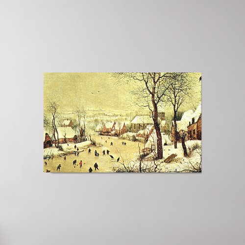 Winter Landscape with Skaters and Bird Trap 1565 Canvas Print