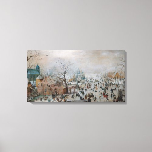 Winter Landscape With Skaters by Hendrick Avercamp Canvas Print