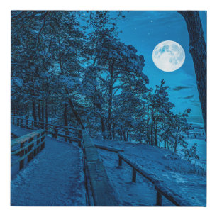 Winter landscape with snow covered pine forest faux canvas print