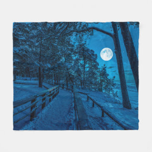 Winter landscape with snow covered pine forest fleece blanket