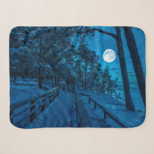 Winter landscape with snow covered pine forest sherpa blanket