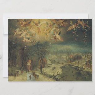 Winter Landscape With Villagers Gathering Wood Card