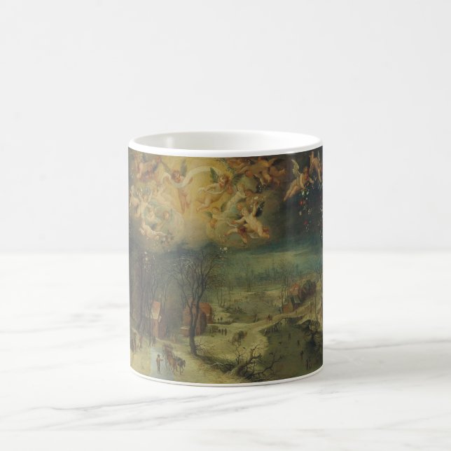 Winter Landscape With Villagers Gathering Wood Coffee Mug (Center)