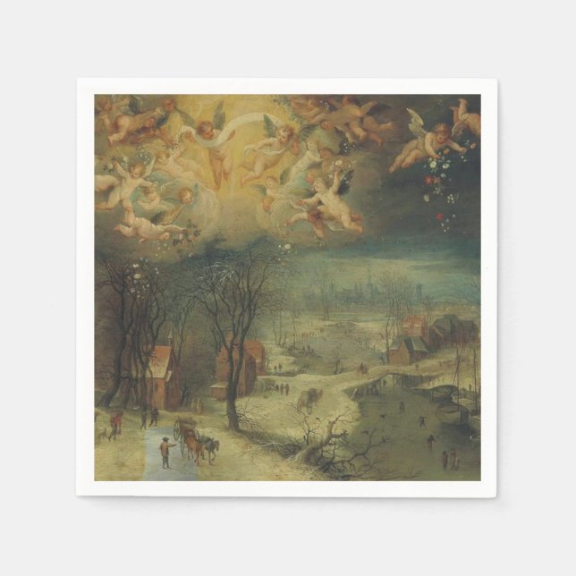 Winter Landscape With Villagers Gathering Wood Napkins (Front)