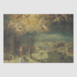 Winter Landscape With Villagers Gathering Wood Tissue Paper