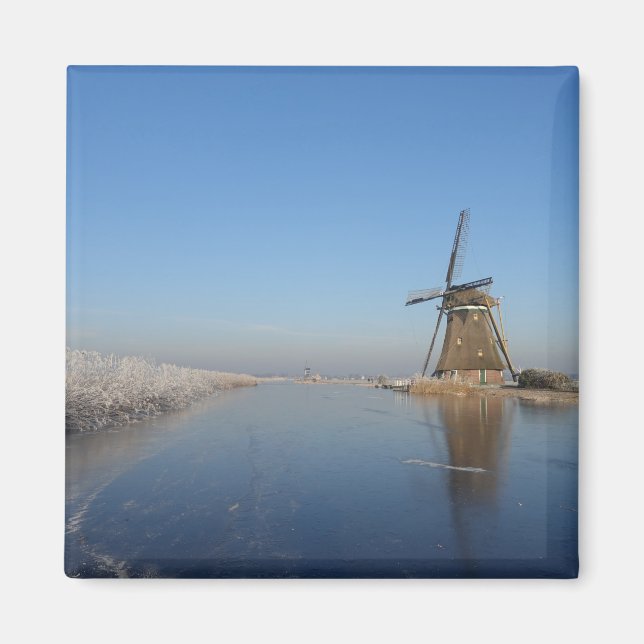 Winter landscape with windmill and ice magnet (Front)