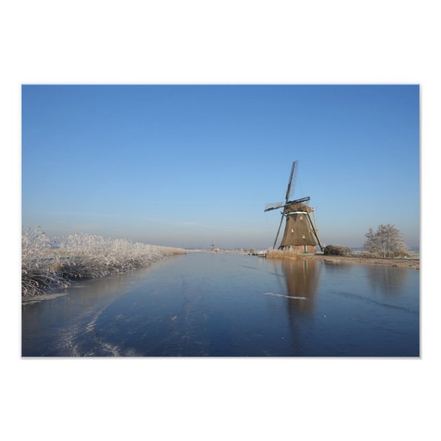 Winter landscape with windmill and ice photo print (Front)