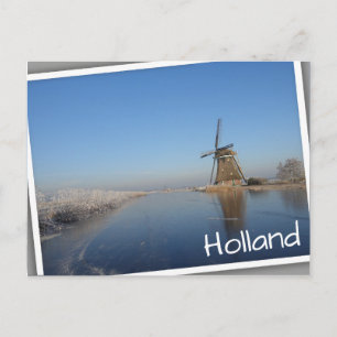 Winter landscape with windmill and ice postcard