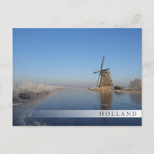 Winter landscape with windmill and ice postcard (Front)