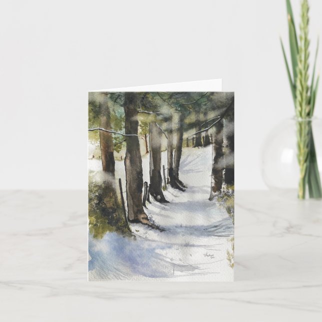Winter lane watercolor card (Front)