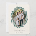 Winter Laurel | Hanukkah Photo Holiday Card<br><div class="desc">Send Hanukkah greetings to friends and family in chic style with our elegant photo cards. Your favorite vertical or portrait oriented image is framed by an oval laurel wreath of green watercolor eucalyptus leaves on a warm ivory background. Personalize with your custom holiday greeting and names beneath.</div>