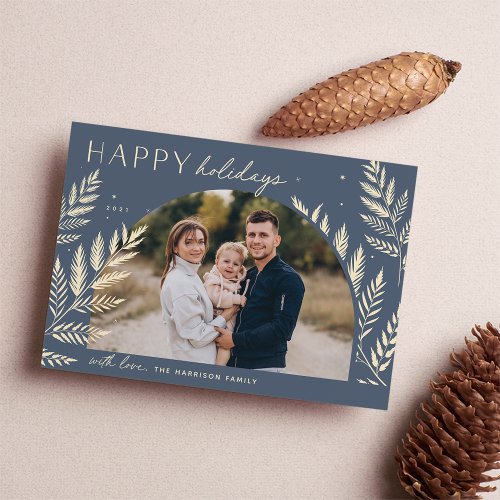 Winter Laurel  Happy Holidays Photo Card