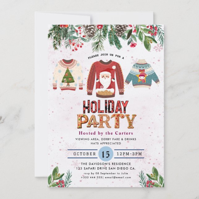Winter Laurel | Holiday Cocktail Party Invitation (Front)