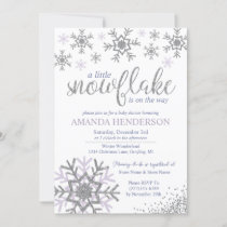 Winter Lavender Snowflake Baby Shower  Invitation