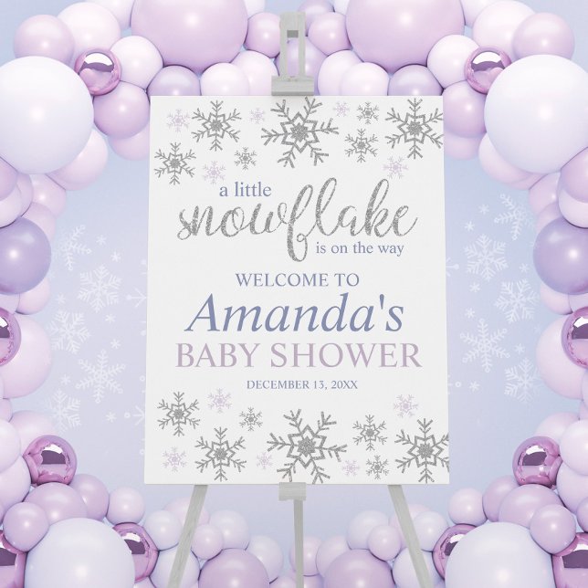 Winter Lavender Snowflake Baby Shower Welcome Sign (Creator Uploaded)