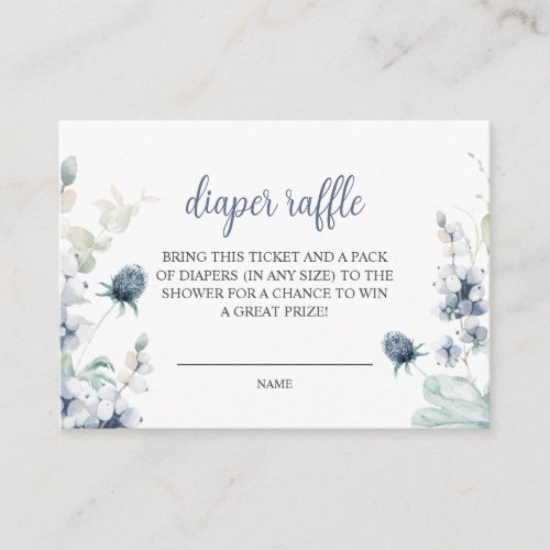 Winter Leaves Baby Shower Diaper Raffle Enclosure Card