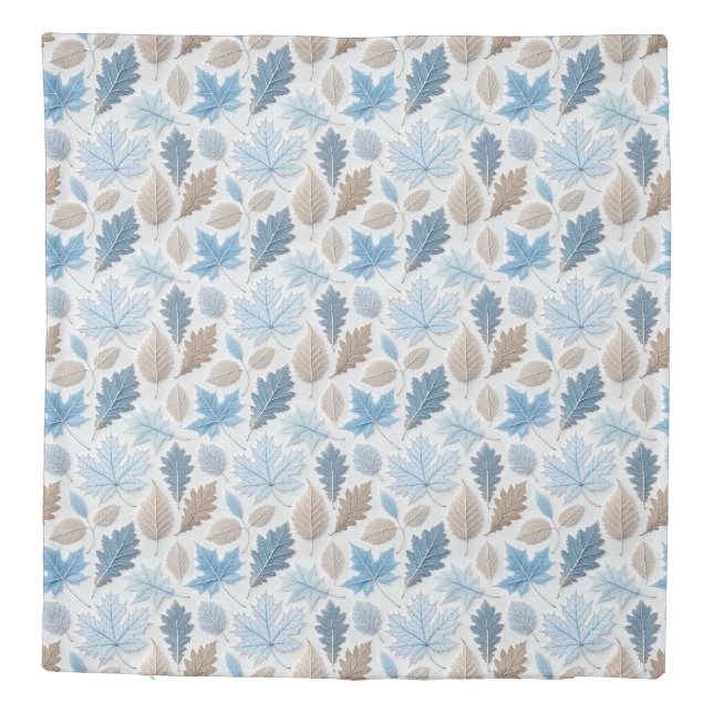 winter leaves coated in delicate frost duvet cover (Back)
