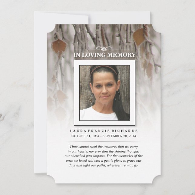Winter Leaves - Memorial & Perhaps Poem Thank You Invitation (Front)