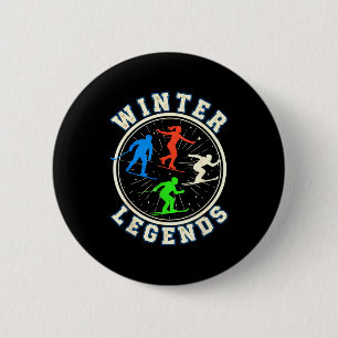 Winter legends hockey ski snowboard skating  button