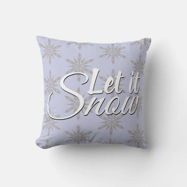Winter Let It Snow Snowflake Throw Pillow (Front)