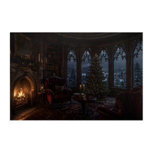 Winter Library Tree Acrylic Art Soothing Savage