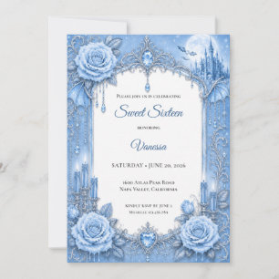 Winter light Blue Princess Sweet 16 Invitation