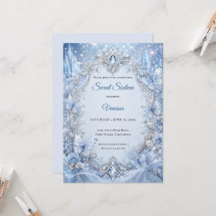 Winter light Blue Princess Sweet 16 Invitation