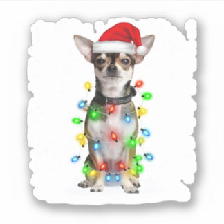 Winter Light Chihuahua Xmas Color Light Sticker