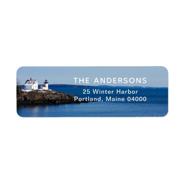 Winter Lighthouse Return Address Label (Front)