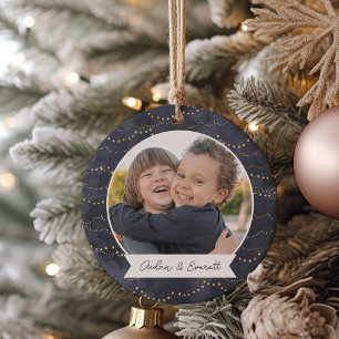 Winter Lights Double Sided Personalized Photo Ceramic Ornament