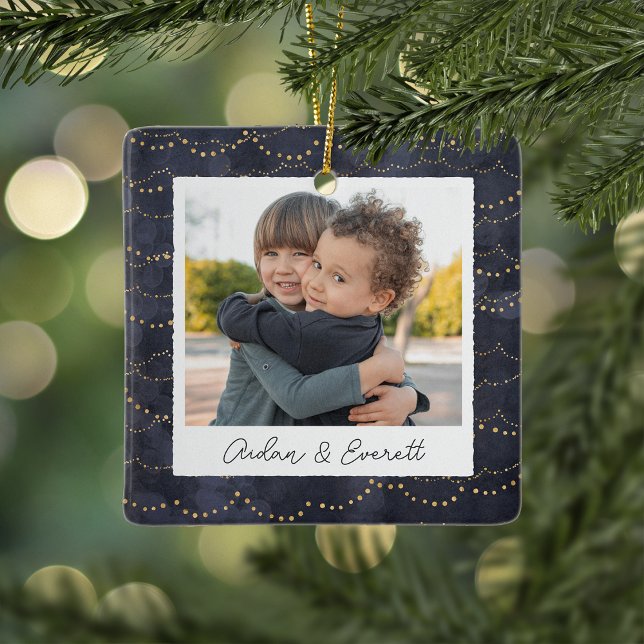 Winter Lights Double Sided Personalized Photo Ceramic Ornament (Creator Uploaded)