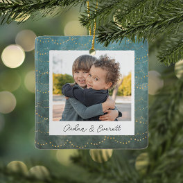 Winter Lights Double Sided Personalized Photo Ceramic Ornament