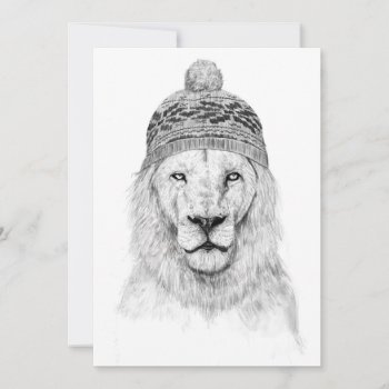 Winter Lion (bw) by bsolti at Zazzle