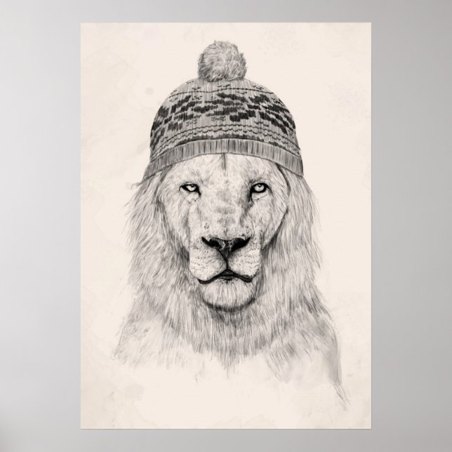 Winter lion (bw) poster (Front)