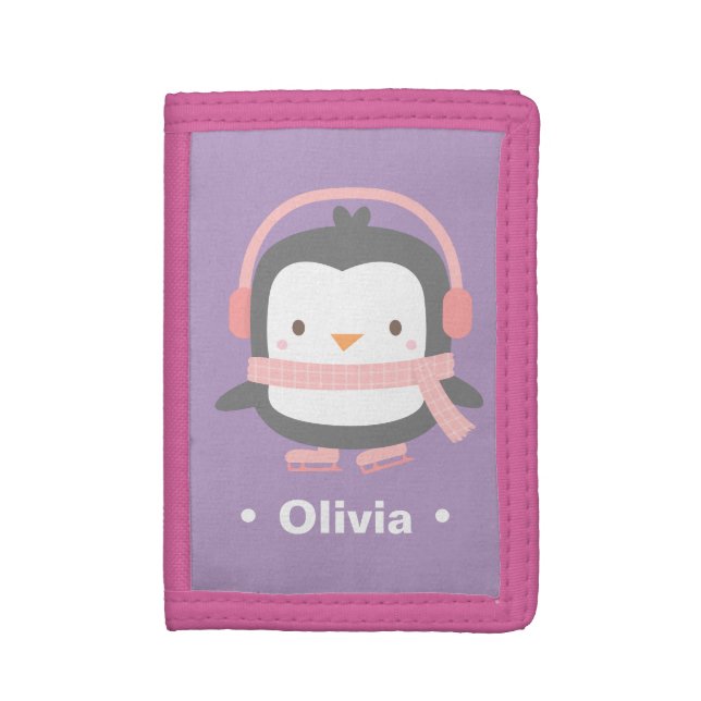 Winter Little Penguin Cute Girls Wallet (Front Vertical)