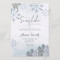 Winter little snowflake is on the way baby shower invitation