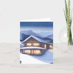 Winter Log Cabin Holiday Card