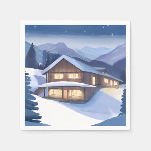 Winter Log Cabin Napkins