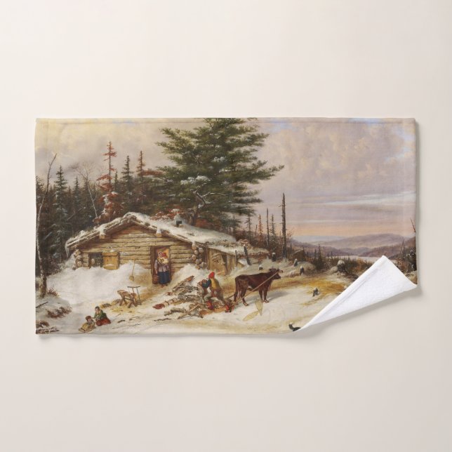 Winter Log House art hand towel (Hand Towel)