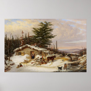 Winter Log House art poster