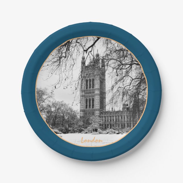 Winter London & Westminster Palace /vintage plate (Front)