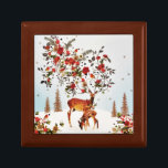 Winter Love Bird Christmas Tree Watercolor Gift Box<br><div class="desc">Festive birds decorate a tall evergreen tree with shining lights,  glittering tinsel,  and joyful ornaments.</div>