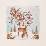 Winter Love Bird Christmas Tree Watercolor Scarf<br><div class="desc">Festive birds decorate a tall evergreen tree with shining lights, glittering tinsel, and joyful ornaments.</div>