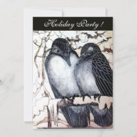 WINTER LOVE BIRDS  BLACK WHITE RED DAMASK MONOGRAM